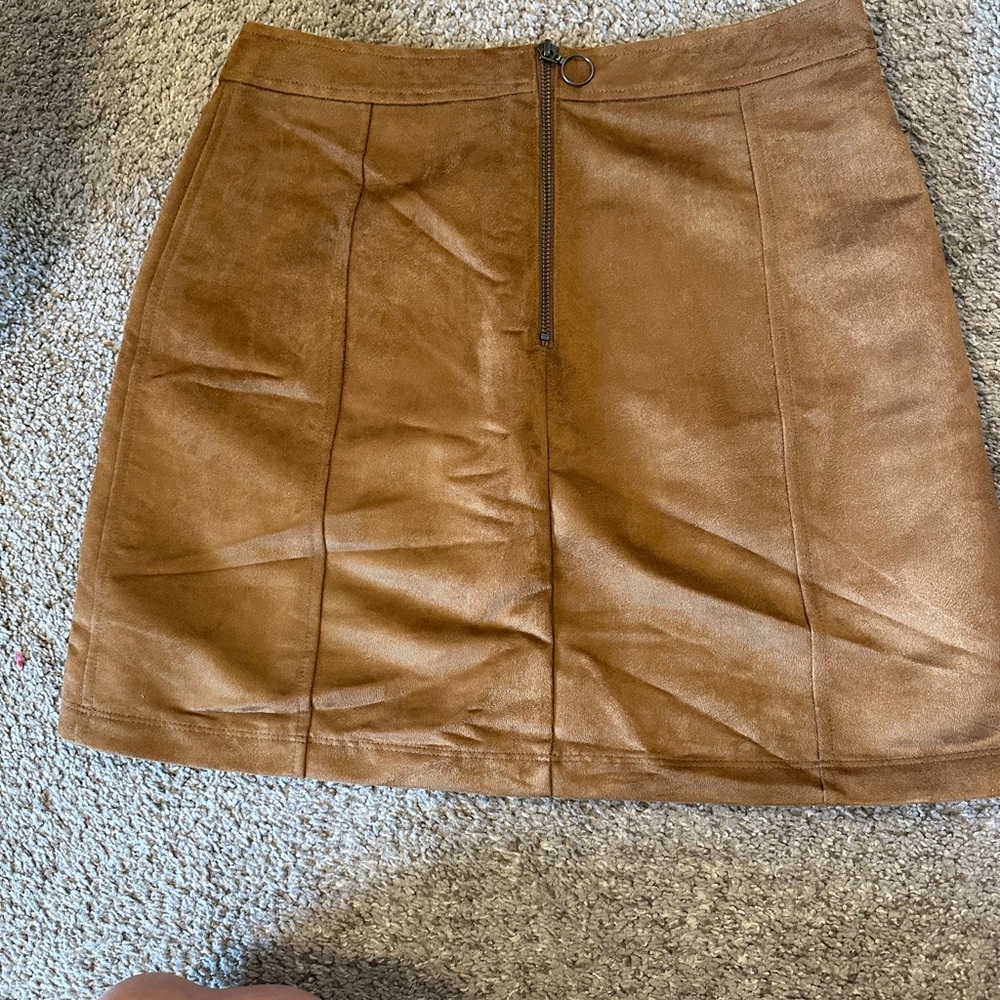 Brown Suede Mini Skirt